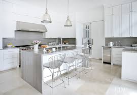 I think it cost us around $75 in stones for. Contemporary White Kitchen With Gray Stone Backsplash And Countertops Luxe Interiors Design