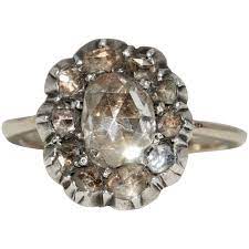 Antique Victorian Rose Cut Diamond Cluster Ring Circa 1870