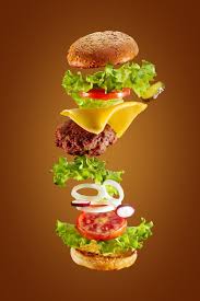 Big Tasty Home Made Burger With Flying Ingredients On White Background Isolated Big Tasty Fruit And Veg Shop Food Menu Design