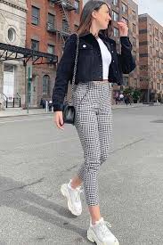 Black And White Checkered Pants Outfit Ideas Crop Plaid Pants With Black Velvet Jacket Velvetjacket Plaid Pants Outfit Ideas Anything From High Waist Black Velvet Jacket Plaid Pants Outfit Plaid Pants