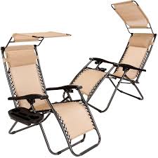 Set Of 2 Zero Gravity Outdoor Lounge Chairs W Sunshade Cup Holder With Mobile Device Slot Adjustable Folding Patio Re Lounge Chair Outdoor Chair Patio Chairs