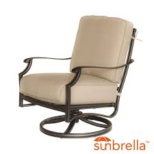 This outdoor patio chair comes in a set of two, so you always have an extra seat for a friend, family member, or a stack of magazines. Carondelet Cast Aluminum Patio Swivel Rocker Club Chair W Sunbrella Spectrum Sand Cushion By Lakeview Outdoor Designs Walmart Com Walmart Com