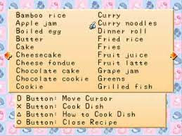 Harvest Moon Back To Nature Complete Recipes All 64 Recipe Resep Masakan Harvest Moon Btn Lengkap Youtube