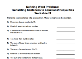 5.03 use and evaluate algebraic expressions, linear equations or inequalities to solve. Translating English Sentences To Math Expressions Equations And Inequalities I K Translating Algebraic Expressions Algebraic Expressions Writing Expressions