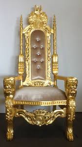Beige Velvet On Gold Leaf Finish Lion Head King Chair Throne Sofa Queen Lionheadkingchair Classic King Chair Arm Chairs Living Room Throne Chair