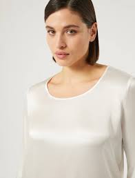 Bluse aus Seiden-Mix, weiss