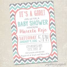 Baby shower invitation in retro style. Girl Chevron Baby Shower Invitation Pigskins Pigtails