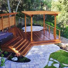 But it's not a requirement that the fire pit be in the center of the patio. Top 80 Best Hot Tub Deck Ideas Relaxing Backyard Designs