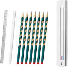 Amazon.co.jp: MAHOUYA Beginner/School Entrance Set, Scratch Study Pencils  (6 Pieces) + Pencil Case + Pencil Sharpener + Eraser + Ruler 2B Triangle  Grip Correction for Children/Elementary School Students/Boys/Girls, White  (Gray) : Office
