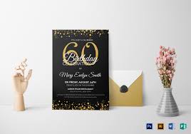 Get the party started with printable and customizable invitations to match printable 60th birthday invitations by canva. Black And Gold 60th Birthday Party Invitation Design Template In Word Psd Illustrator Publisher