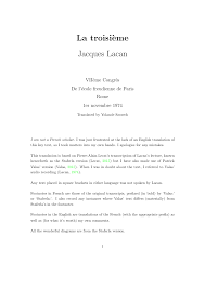 J'en déduis que les choses se sont bien passées avec jessica? Pdf Lacan S La Troisieme English Translation