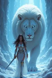 Enchanting Live Wallpaper of Warrior and Blue-Eyed Lion