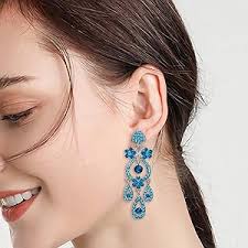 Amazon.com: EVER FAITH Bridal Jewelry Earring for Women, Austrian Crystal  Wedding Flower Vase Chandelier Pierced Dangle Earrings for Brides  Bridesmaid Blue Silver-Tone: Clothing, Shoes & Jewelry