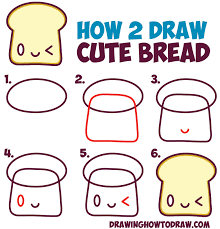 How To Draw Cute Kawaii Bread Slice With Face On It Easy Step By Step Drawing Tutorial For Kids How To Draw Step By Step Drawing Tutorials Drawing Tutorials