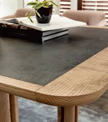 Italian Designer Quadrifoglio Wood Table With Top In Rock Closeup Detail High End Italian Designer Luxury Furniture Dining Table Dining Table Design Table