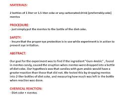 Diet Coke Plus Mentos Eruption Ppt Download
