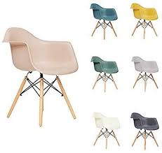 Fusionwell Dining Plastic Armchair With Eiffel Retro Wooden Legs Contemporary Designer Office Kitchen Lounge Bedr Dining Arm Chair Wooden Office Chair Armchair