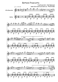 Free Sheet Music Traditional High Notation Battare Prosciutto Alto Recorder And Guitar Sheet Music Free Sheet Music Download Sheet Music
