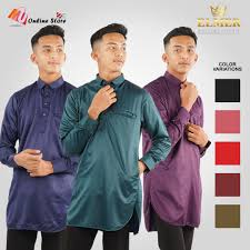 Kurta lelaki dewasa berkolar bulat kurta kolar johor. Mu Elmer Baju Kurta Satin Lelaki Dewasa