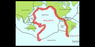 The ring of fire is a major area in the basin of the pacific ocean where a large number of earthquakes and volcanic eruptions occur. Ring Of Fire Map Illustration Twinkl