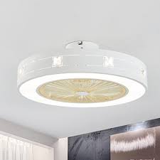 Lightinthebox.com offers you various ceiling lights & fans at affordable prices. Round Square Flush Mount Lighting Modern Metal Led White Ceiling Fan Light With Crystal Accent Beautifulhalo Com
