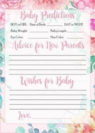 Baby Shower Wish Cards Baby Girl Advice Cards Advice For The Parents Pink Greeting Cards Party Supply Com Home Garden