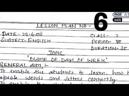 Deled Btc 2nd Sem Lesson Plan 6 English Name Of Days Of Week Lesson Plan English 2nd Sem Youtube