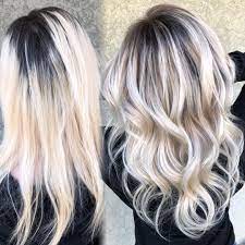 Formulas Going From 4 Inch Dark Roots With Platinum Blondish Ends To A Rooted Balayage Dark Roots Blonde Hair Blonde Hair With Roots Roots Hair