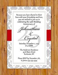 25th Wedding Anniversary Invitation Red And Grey Silver Damask Etsy In 2020 25th Wedding Anniversary Invitations Anniversary Invitations Anniversary Party Invitations