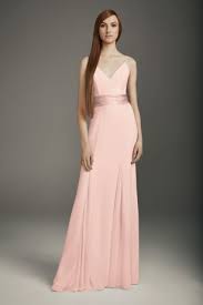 A Flattering Fit And Flare Crepe Bridesmaid Dress Defined By A V Neckline Spaghetti St Satin Bridesmaid Dresses Mesh Bridesmaids Dress Bridesmaid Dress Styles