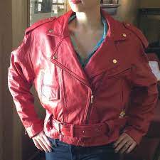 Reserved For Bri Vintage Red Leather Motorcycle Jacket Wilson S Leather Leather Motorcycle Jacket Jackets Motorcycle Jacket