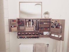 My diy makeup vanity is 36″ long, just a tad over 12″ deep and 5 1/2″ thick. 110 Wall Mounted Makeup Organizers Ideas Wall Mounted Makeup Organizer Makeup Organization Makeup Storage