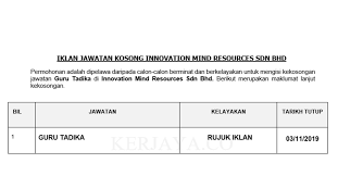 We did not find results for: Jawatan Kosong Terkini Innovation Mind Resources Guru Tadika Kerja Kosong Kerajaan Swasta