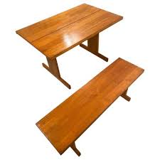 pine dining table and bench set by