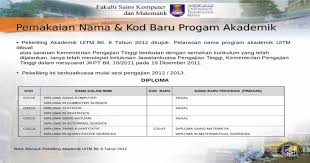 Diploma sains matematik cs143 (1). Pemakaian Nama Kod Baru Progam Akademik