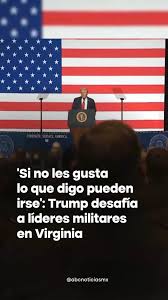 ⏯️🔴En un discurso ante líderes militares en Quantico, Virginia, Donald Trump sorprendió al decir: "𝑁𝑢𝑛𝑐𝑎 𝑎𝑛𝑡𝑒𝑠 ℎ𝑎𝑏í𝑎 𝑒𝑛𝑡𝑟𝑎𝑑𝑜 𝑒𝑛 𝑢𝑛𝑎 𝑠𝑎𝑙𝑎 𝑡𝑎𝑛 𝑠𝑖𝑙𝑒𝑛𝑐𝑖𝑜𝑠𝑎... 𝑠𝑖 𝑞𝑢𝑖𝑒𝑟𝑒𝑛 𝑎𝑝𝑙𝑎𝑢𝑑𝑖𝑟, 𝑎𝑝𝑙𝑎𝑢𝑑𝑒𝑛... 𝑦 𝑠𝑖 𝑛𝑜 𝑙𝑒𝑠 ...