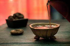 Pouring Dark Puer Tea Traditional Ceramic Teaware Puer Tea Breakfast Tea Pu Erh Tea