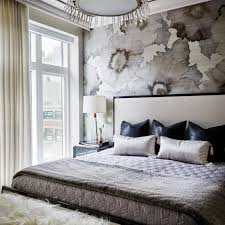 Wallpaper isn't as popular as it once was but it is making a huge comeback. Dark Shades Pops Of Teal Elevate A High Rise Home Luxe Interiors Design Luxurious Bedrooms Wallpaper Design For Bedroom Bedroom Design