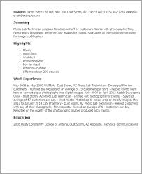 20+ tips for how to write a lab technician resume that spins up your career with sample + template. Photo Lab Technician Resume Example Myperfectresume