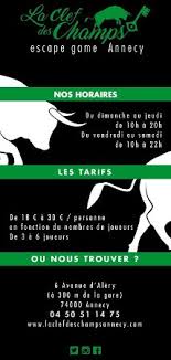 La clef des champs, l'escape game de référence à annecy, vous propose de vivre une expérience exceptionnelle, innovante, divertissante, favorisant la cohésion d'équipe. Nouveaux Fleyers Bild Von Escape Game La Clef Des Champs Annecy Tripadvisor