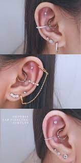 Ear Piercing Ideas Cute Multiple Cartilage Helix Daith Lobe Earring Studs Www Impuria Com Ear Piercing Ideas Earings Piercings Full Ear Piercings