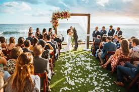 Beautiful Sunset Beach Wedding Ceremony At The Beach House Kauai Beach House Kauai Sunset Beach Weddings Oceanfront Wedding