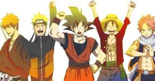 Starting with bleach's ichigo, naruto uzumaki, goku from dragon ball, luffy from the straw hats in one piece, and finally natsu from the guild fairy tail. Luffy Goku Naruto Y Ichigo Buscar Con Google Anime Movies Anime Crossover Anime