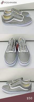 Vansold Skoolsilverwhite Shoeus 1075 In 2021 Vans Old Skool White Shoes Floral Vans