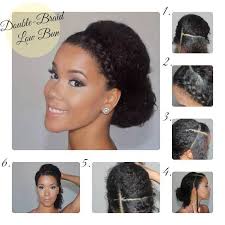 Double Braided Low Bun Natural Hair Styles Natural Hair Updo Curly Hair Styles