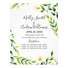 Yellow Green Foliage Floral Flowers Wedding Invite Zazzle Com Flower Wedding Invitation Floral Wedding Invitations Bridal Shower Invitations