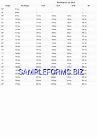 Army Height And Weight Chart Templates Samples Forms