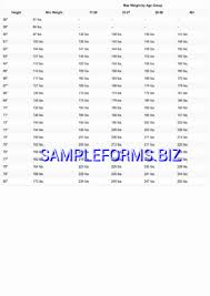 army height and weight chart templates samples forms