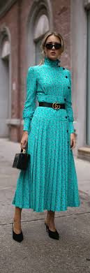 Trends Fall Florals Slide Pumps Fashion Week Outfit Pleated Maxi Dress Fashion