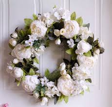 Check out our artificial door wreath selection for the very best in unique or custom, handmade pieces from our wreaths shops. Coolmade Artificial Peony Flower Wreath 15 White Flower Door Wreath With Green Leaves Spring Wreath For Front Door Wedding Wall Home Decor Walmart Com Walmart Com